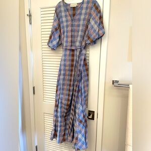 Beautiful lightweight summer Munthe dress (pastel check print) with tie belt